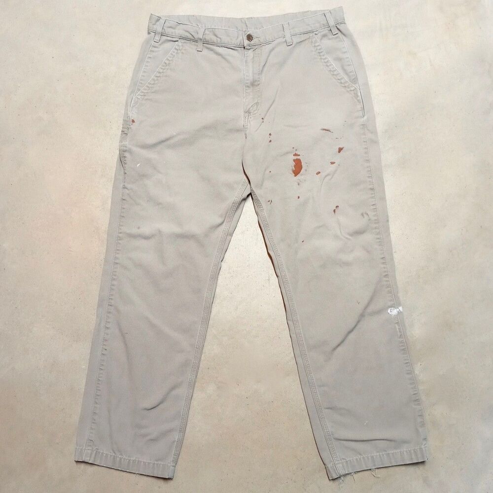 Carhartt Relaxed Fit Distressed Pants 38x32 Paint Workwear Canvas Carpenter